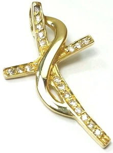 Colgante Cruz Diamante 32MM 1/4 Quilate Oro Amarillo 14 quilates Hecho a Mano - Imagen 1 de 4