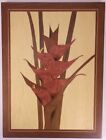 16x12 WOOD PIC INTRICATE GRASS FLOWER INSET PHAO DAY WALL HANGING HOME DECOR NWF