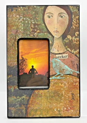 Marco de fotos cooperativo creativo buscador pájaro de metal medios mixtos nuevo con etiquetas marco de 4"x 6" Foto 1 de 4