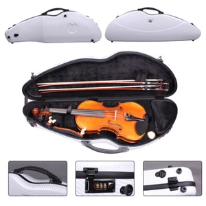 4/4 Violin Case Carbon fiber Composite Strap Bow holder Music sheet white color - Picture 1 of 12
