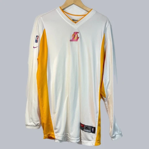 Nike Team Los Angeles Lakers Warm Up Shirt Jersey Kobe Era Y2k White Mens XL Cover
