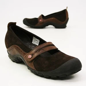 Merrell Plaza Bandeau Size 7.5 (EUR 38) Brown Suede Leather Mary Janes Espresso - Picture 1 of 11