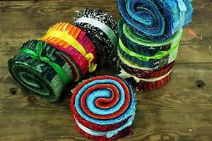 Cotton Batik PreCut Fabric Strips Jelly Roll 2.5" x 37" Quilting Patchwork