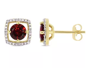1.20 Carat (ctw) Garnet Halo Earrings 10K Yellow Gold - Picture 1 of 4