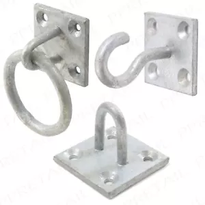 Ring/Hook/Staple On Plate THICK GALVANISED ZINC Secure Anchor Outdoor/Stable Tie - Picture 1 of 15