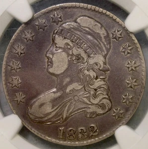 1832 CAPPED BUST SILVER HALF DOLLAR SCARCE LARGE LETTERS OVERTON #101a NGC VF 35 - Picture 1 of 6