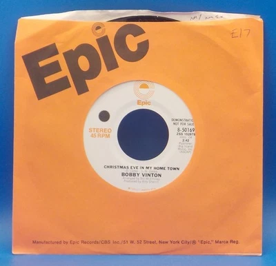 Bobby Vinton 45 Christmas Eve In My Home Town - Stereo / Mono - PROMO NM EX J5 - Image 1 of 2