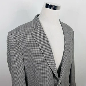 Jos A Bank 46R Sport Coat Silk Wool Blend Houndstooth Two Button Lined Vented - Picture 1 of 8