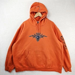 Vintage Utility Spider Hoodie Sweatshirt Mens XXL Orange Black Widow Tribal Y2K - Picture 1 of 11