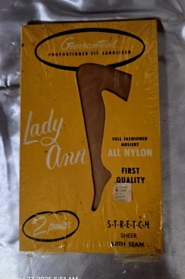 Vintage LADY ANN fully fashioned Nylons 1st Sheer W/seam Stretch - Image 1 of 4