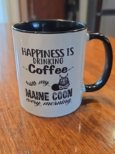 Maine Coon Cat Happiness Is Drinking Coffee Ceramic Coffee Mug - Picture 1 of 4