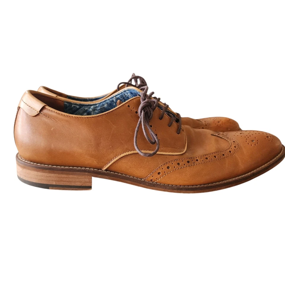 Johnston & Murphy Wingtip Brogue Oxford Dress Shoes 12M Leather Brown Sheepskin - Image 1 of 4