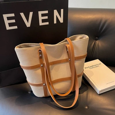 Borsa minimalista con materiale a contrasto e pu per uso quotidiano - Immagine 1 di 4