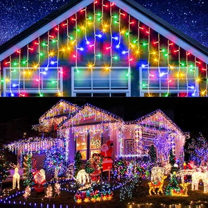 Luci Natale Esterno Cascata 10M 400LED Colorate Con 8 Modalità Di Illuminazione, - Foto 1 di 12