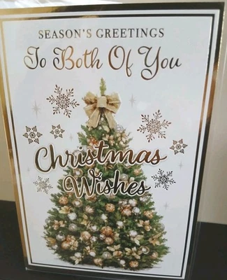 POPPYHILL TO BOTH OF YOU CHRISTMAS GREETING CARD TRADITIONAL GOLD XMAS TREE FREE P&P