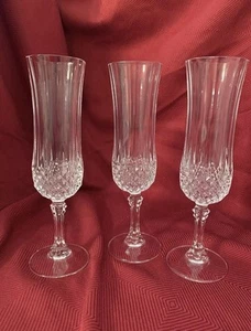 Cristal d’Arques Longchamp Flauti Champagne 8” Set di 3 Ritirati Squisiti - Foto 1 di 19