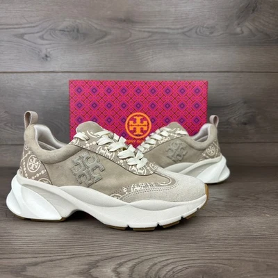 Tory Burch T Monogram Good Luck Trainer Sneakers Women's 7.5M Debossed Leather - Image 1 of 4