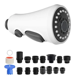 3-Function Kitchen Sink Spray Nozzle with 14 Adapters Pull Down Spray Head White - Picture 1 of 7