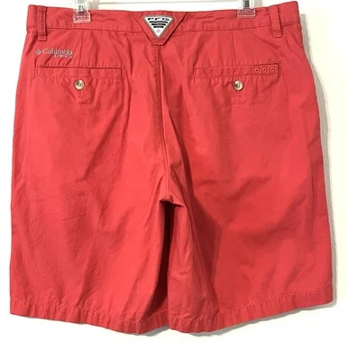 Columbia PFG Hombres 34 x 10 Rojo Salmón Chino Pantalones Cortos Algodón Ligero Foto 1 de 4
