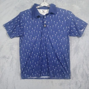 Eagle Six Gear Mens Stretch Polo Large Short Sleeve Blue All Over Print - Picture 1 of 6