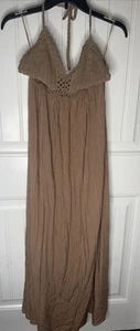 Lilbetter Boho Medium Damen Neckholder Maxikleid Khaki Baumwolle - Bild 1 von 8