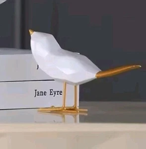 Modern European Gold Resin Bird Medium Figure Collectible Geometric Style Decor - Picture 1 of 6