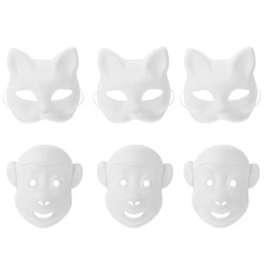 6PCS Face Masks Party Masks Blank Masks Party Cosplay Accessories - Picture 1 of 12