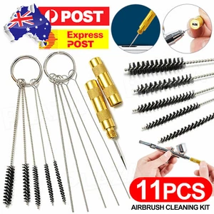 11PCS/Set Airbrush Cleaning Needle Brush Accessories Kit for Spray Gun Cleaner - Picture 1 of 11