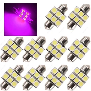 10 x Pink 31MM 5050 6SMD Dome Map Interior LED Light Bulbs DE3175 DE3022 + TOOL - Picture 1 of 5