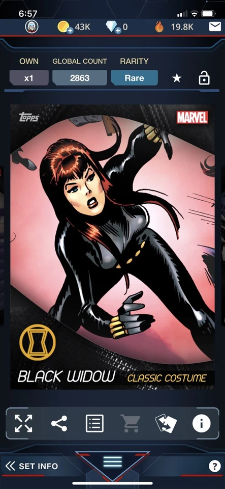 Topps Marvel Collect Digital Black Widow Costume Evolution Classic Insert - Image 1 of 1