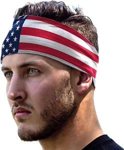 E Tronic Edge Non Slip Quick Dry USA Headband Sports Workout Sports Men Women - Picture 1 of 9