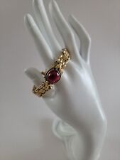 Vintage Victorian Gold Filled Ruby Cabochon Bracelet, 6" By Lenox