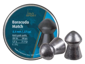 H&N Baracuda MATCH GRADE 200 Count DOMED 5.52mm .22 Caliber Pellets GERMANY - Picture 1 of 3