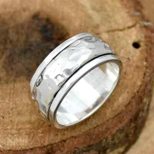 925 Sterling Silver Band& Spinner Meditation Handmade Ring Jewelry All size-D14 - Picture 1 of 10