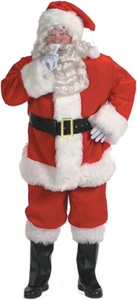 Herren Super Deluxe Weihnachtsmann Kostüm Kostüm Vater Weihnachtsmann Anzug 10 Stück - Bild 1 von 2