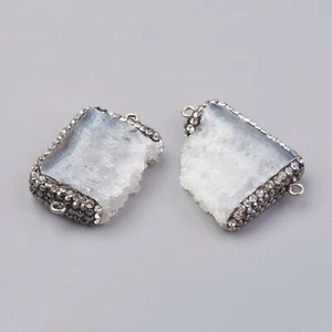 El cristal de cuarzo Druzy une los conectores naturales de diamantes de imitación y latón Hallazgos - Imagen 1 de 21