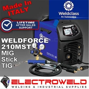 WELDCLASS Weldforce 210MST MIG Stick TIG Welder + Torch + Regulator WC-210MST - Imagen 1 de 8