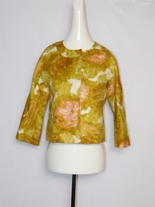 TALBOTS Petite Amber Yellow Pink Floral Rose Blazer Jacket Sz 4P - Picture 1 of 9