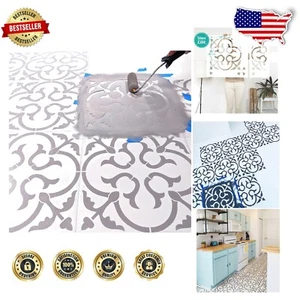 Large 18x18 Mylar Scandinavian Floor Stencil - Versatile Decor for Any Surface - Picture 1 of 11