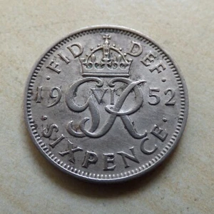 George VI Sixpence 1952 Good Grade Key Date (myrefn21688) - Picture 1 of 4