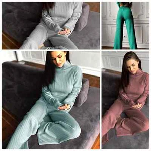 Women Knitted Loungewear Set, Matching Jogger set, Casual Matching Lounge Set - Picture 1 of 15