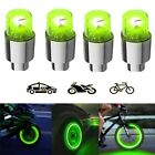Green Led Lights For Car Tire Tyre Wheel Air Valve Cap Cover Pack Of 4