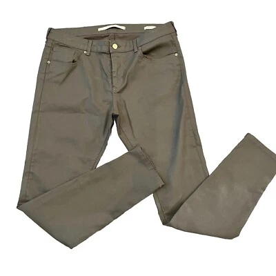 Pantalones de mezclilla encerados para mujer Zara Premium Denim Collection calce ajustado talla 12 grises Foto 1 de 4