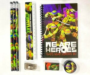 TMNT Teenage Mutant Ninja Turtle Pencils Ruler Eraser Notebook Stationary Set BK