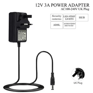 12V 3A Power Supply AC/DC Adapter Charger UK Plug For LED Strip CCTV Camera UK - Picture 1 of 11