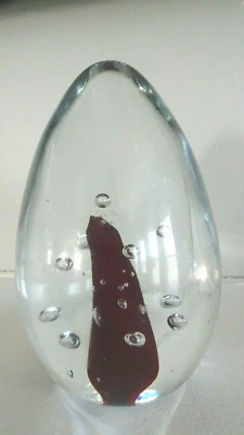 Magnum Art Glass Sommerso & Bubble PAPERWEIGHT w/ Pontil Mark 4.25" Red - Image 1 of 4