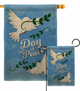Bandiera da giardino tela giorno della pace dolce vita terra regalo decorativo striscione da giardino - Foto 1 di 19