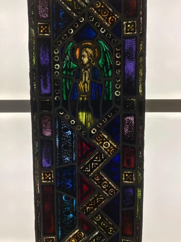 ANTIQUE GERMAN STAINED GLASS  CHURCH  ANGEL WINDOW FROM A CLOSED CHURCH P12 Cover