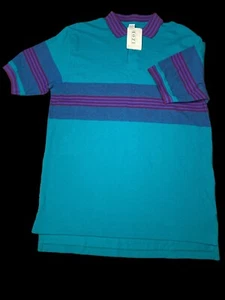 Polo Izod vintage anni 90 taglia grande nuova con etichetta colore: verde acqua/viola/blu - Foto 1 di 8