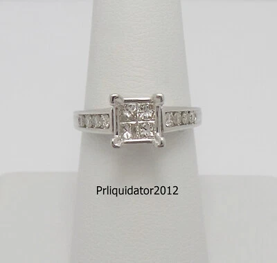 Alianza de anillo de boda de aniversario de compromiso de diamantes naturales de 3/4 quilates de oro blanco de 10 quilates Foto 1 de 4